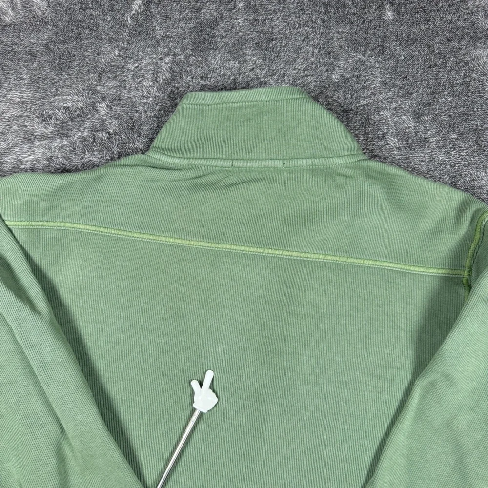 Tommy Bahama Relax Mens Small Sage Green 100% Cotton Ribbed Quarter Zip Pullover